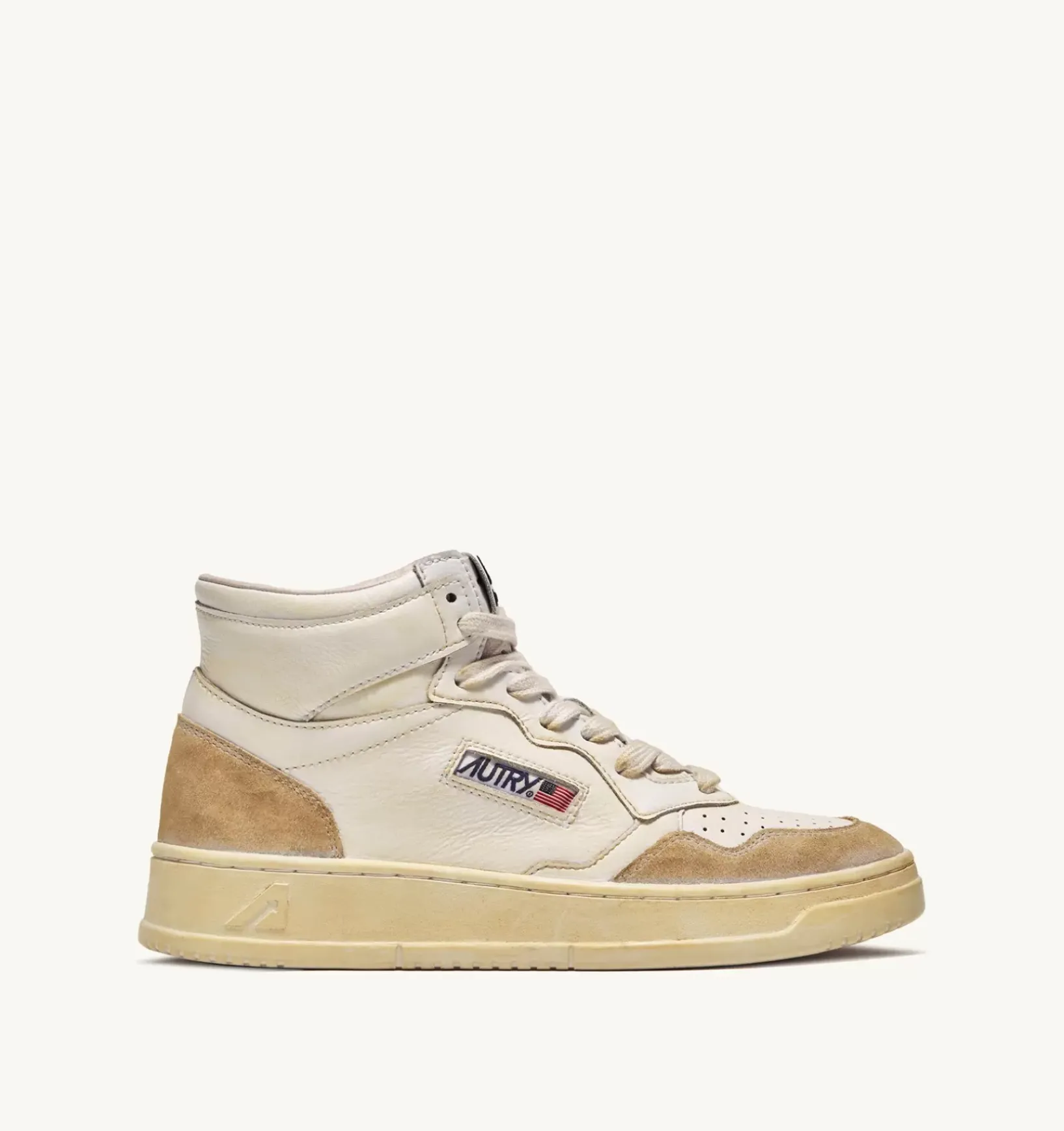 Sneakers Medalist Mid Super Vintage In Pelle Yellowing Bianco