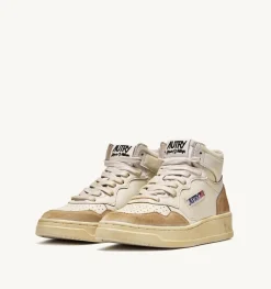Sneakers Medalist Mid Super Vintage In Pelle Yellowing Bianco