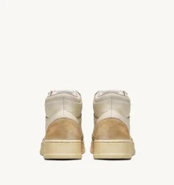 Sneakers Medalist Mid Super Vintage In Pelle Yellowing Bianco