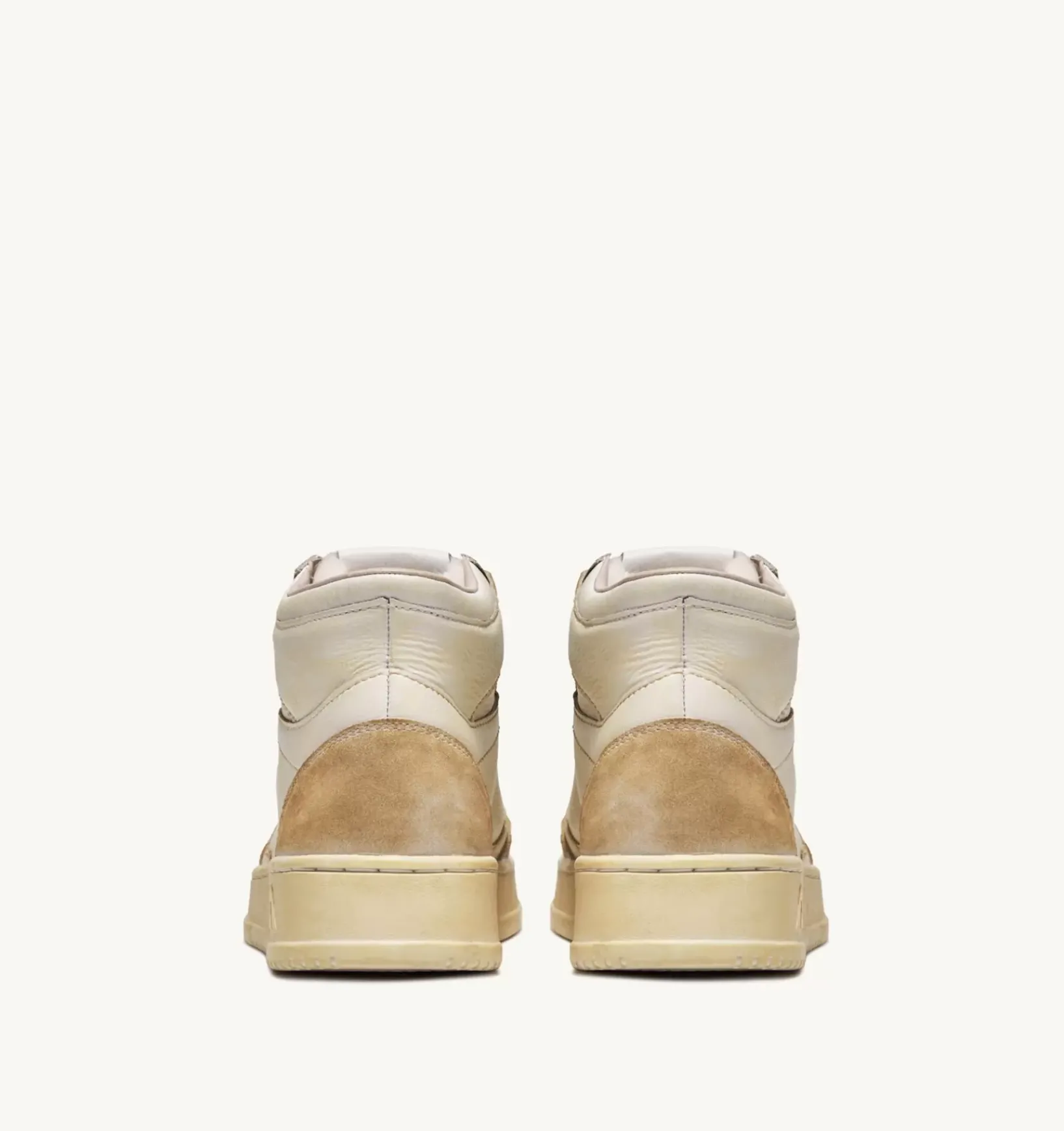 Sneakers Medalist Mid Super Vintage In Pelle Yellowing Bianco
