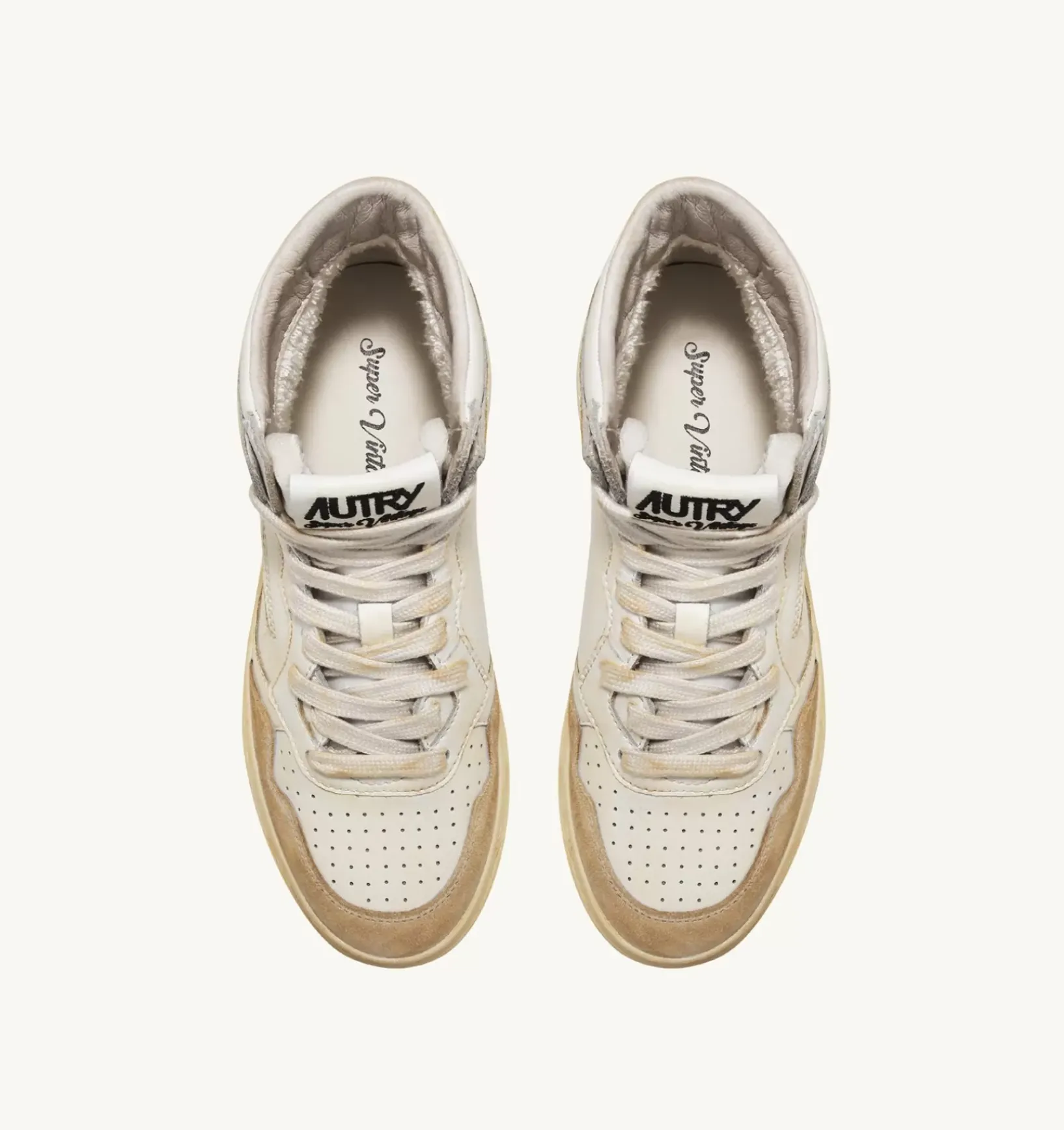 Sneakers Medalist Mid Super Vintage In Pelle Yellowing Bianco