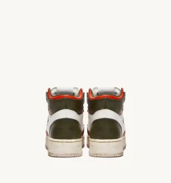 Sneakers Medalist Mid Super Vintage In Pelle Bianco Arancione Military