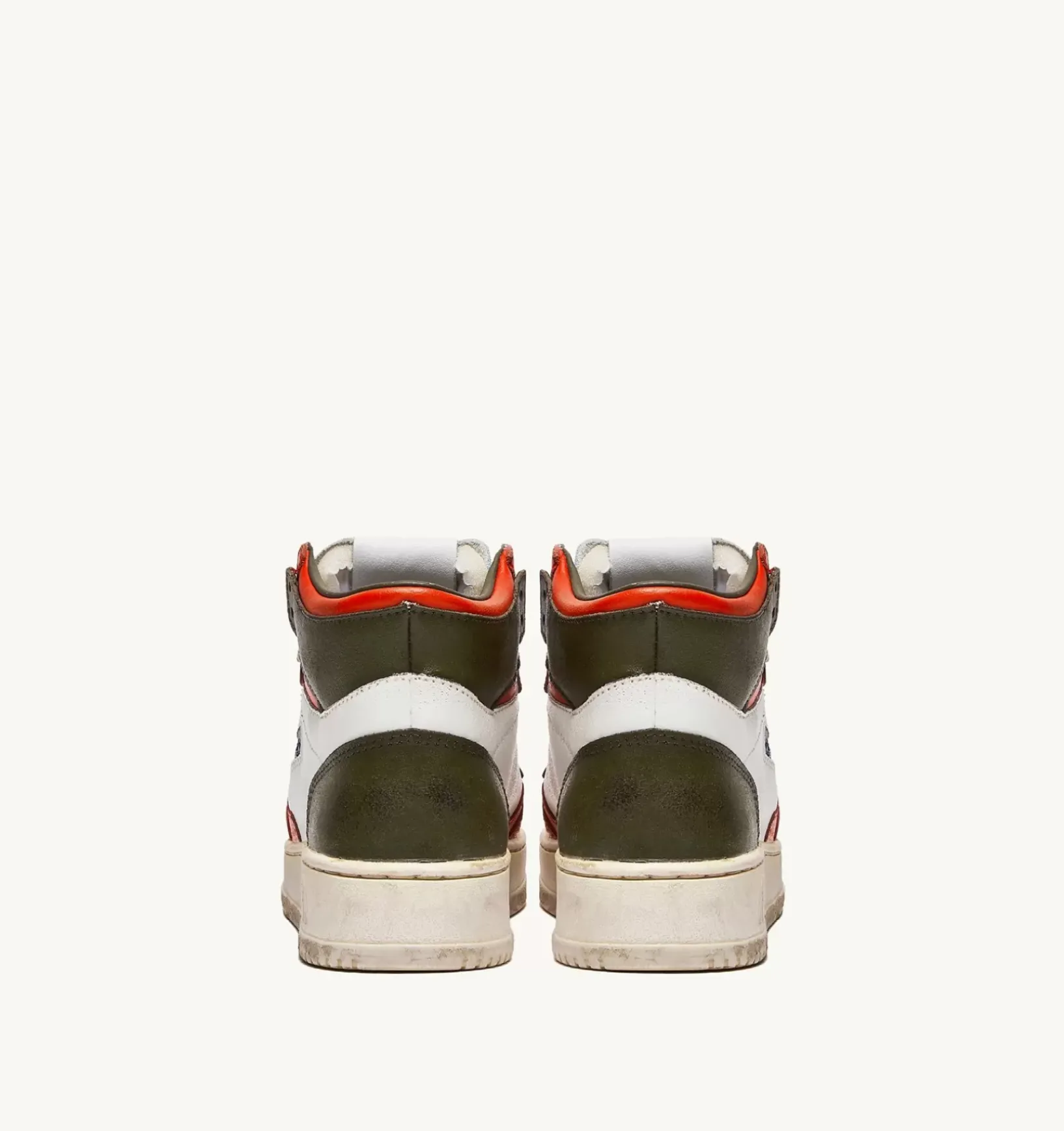 Sneakers Medalist Mid Super Vintage In Pelle Bianco Arancione Military