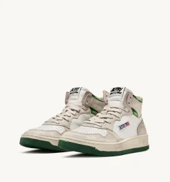 Sneakers Medalist Mid Super Vintage In Pelle Colore Bianco Ivory E Verde