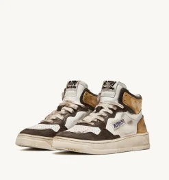 Sneakers Medalist Mid Super Vintage In Pelle Colore Bianco Marrone E Honey