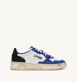 Sneakers Medelist Low Super Vintage In Pelle Bianco Blue E Nero