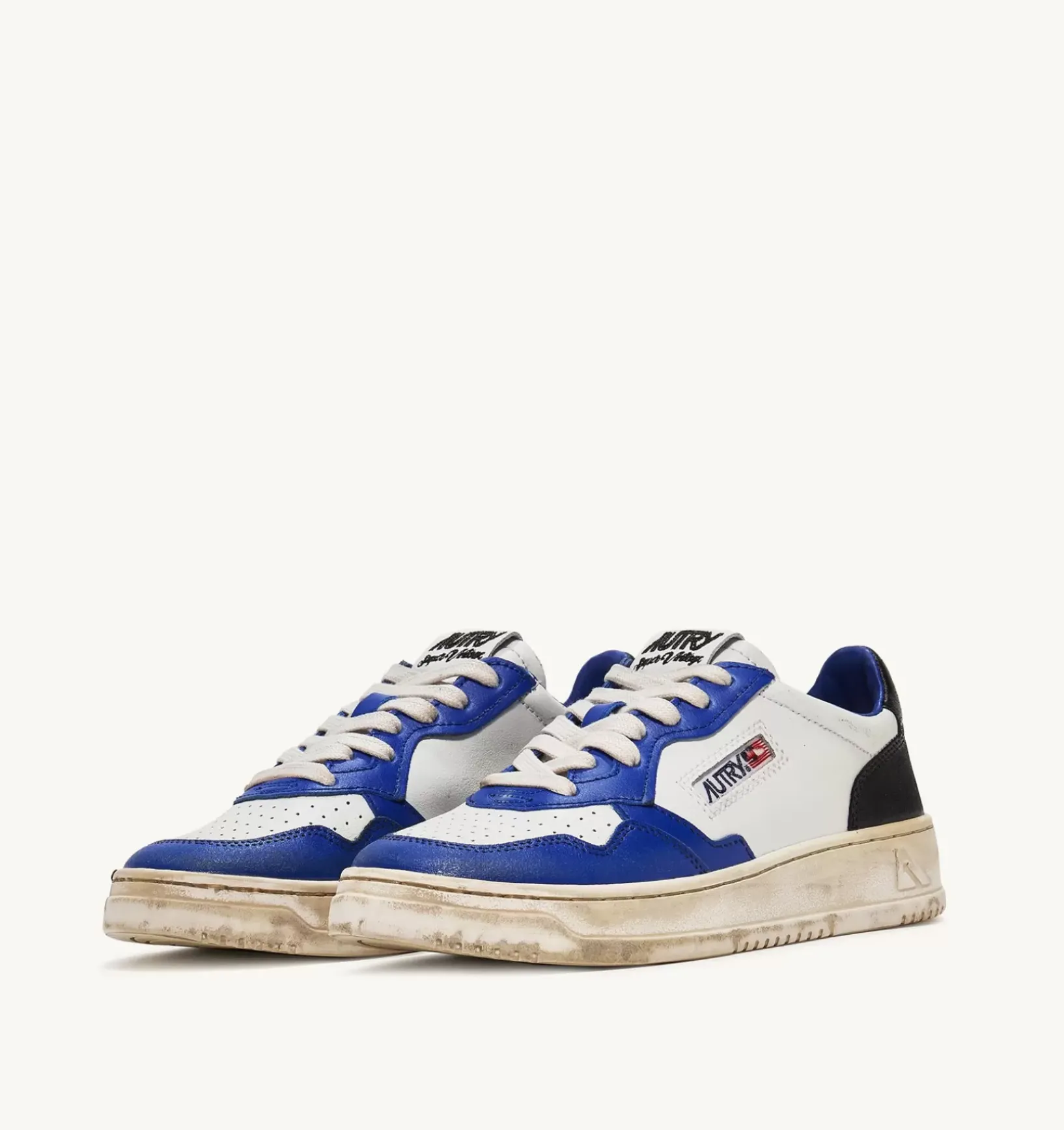 Sneakers Medelist Low Super Vintage In Pelle Bianco Blue E Nero