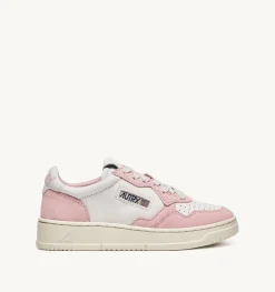 Sneakers Open Low In Pelle Bianco E Academy Pink