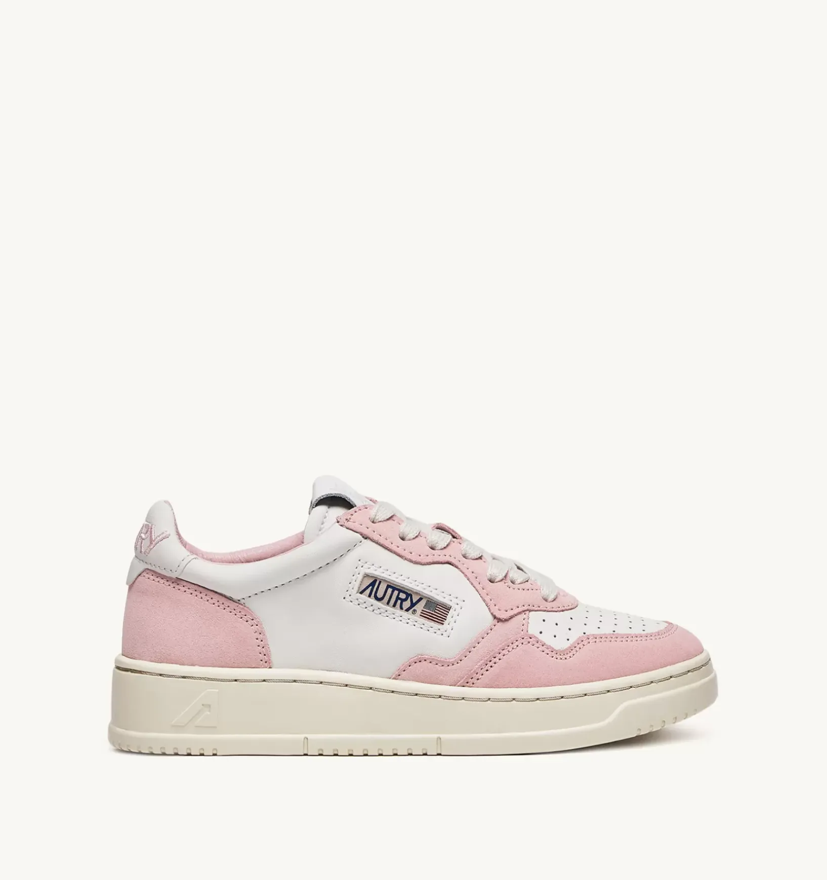 Sneakers Open Low In Pelle Bianco E Academy Pink