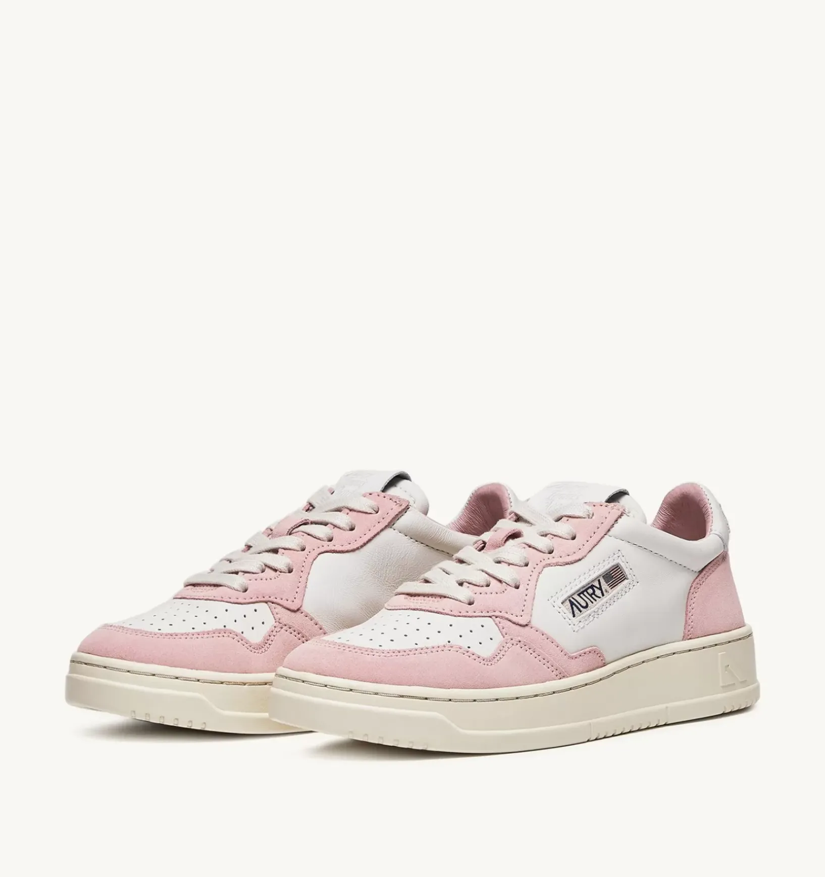 Sneakers Open Low In Pelle Bianco E Academy Pink
