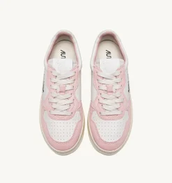 Sneakers Open Low In Pelle Bianco E Academy Pink