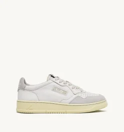 Sneakers Open Low In Pelle E Suede Colore Bianco