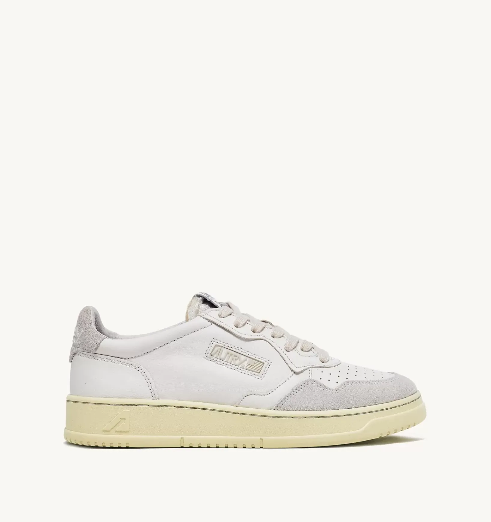 Sneakers Open Low In Pelle E Suede Colore Bianco