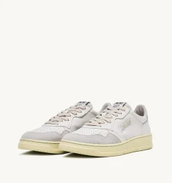 Sneakers Open Low In Pelle E Suede Colore Bianco