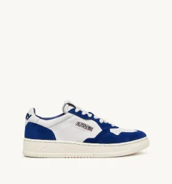 Sneakers Open Low In Pelle Bianco E Academy Blue