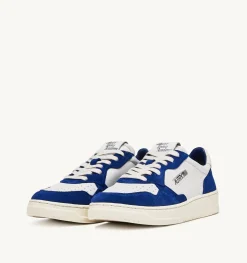 Sneakers Open Low In Pelle Bianco E Academy Blue