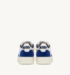Sneakers Open Low In Pelle Bianco E Academy Blue