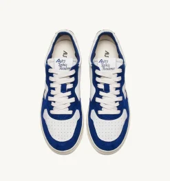 Sneakers Open Low In Pelle Bianco E Academy Blue