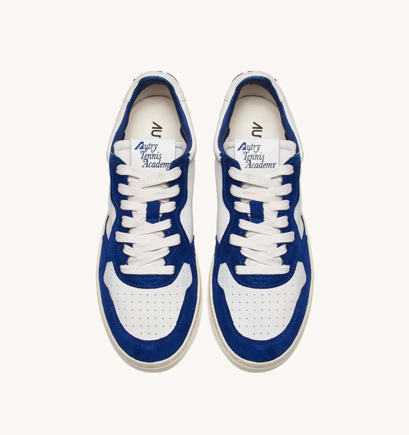Sneakers Open Low In Pelle Bianco E Academy Blue