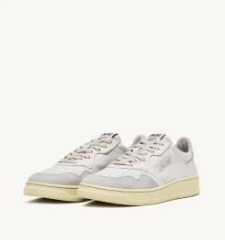 Sneakers Open Low In Pelle E Suede Colore Bianco