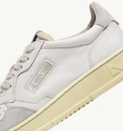 Sneakers Open Low In Pelle E Suede Colore Bianco