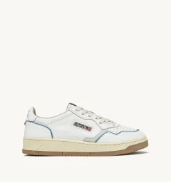 Sneakers Open Low In Pelle E Cordoncino Azure