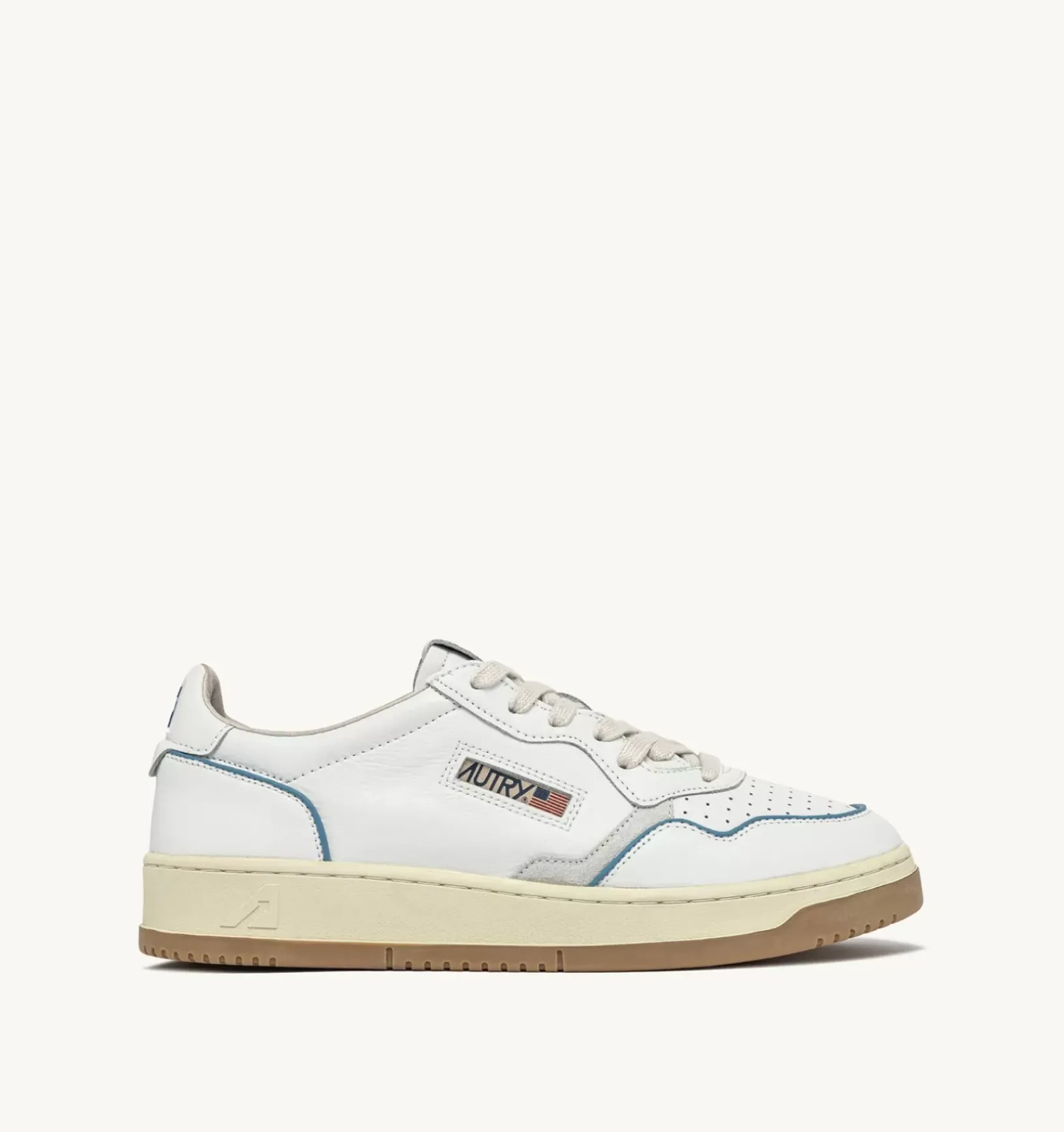 Sneakers Open Low In Pelle E Cordoncino Azure