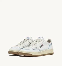 Sneakers Open Low In Pelle E Cordoncino Azure