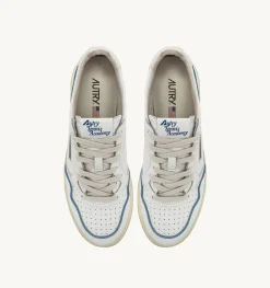 Sneakers Open Low In Pelle E Cordoncino Azure