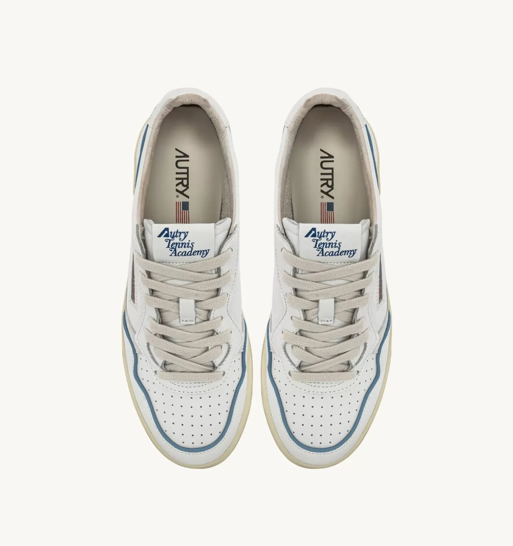 Sneakers Open Low In Pelle E Cordoncino Azure