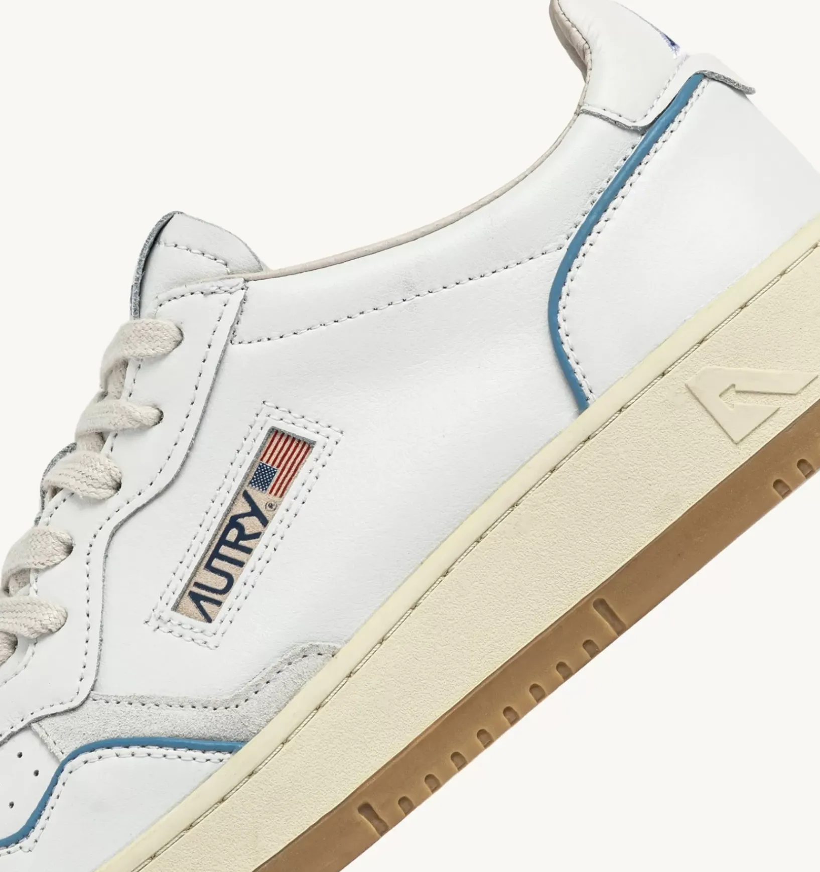 Sneakers Open Low In Pelle E Cordoncino Azure