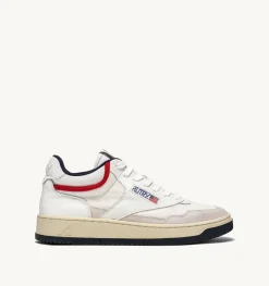 Sneakers Open Mid In Mesh E Pelle Bianco