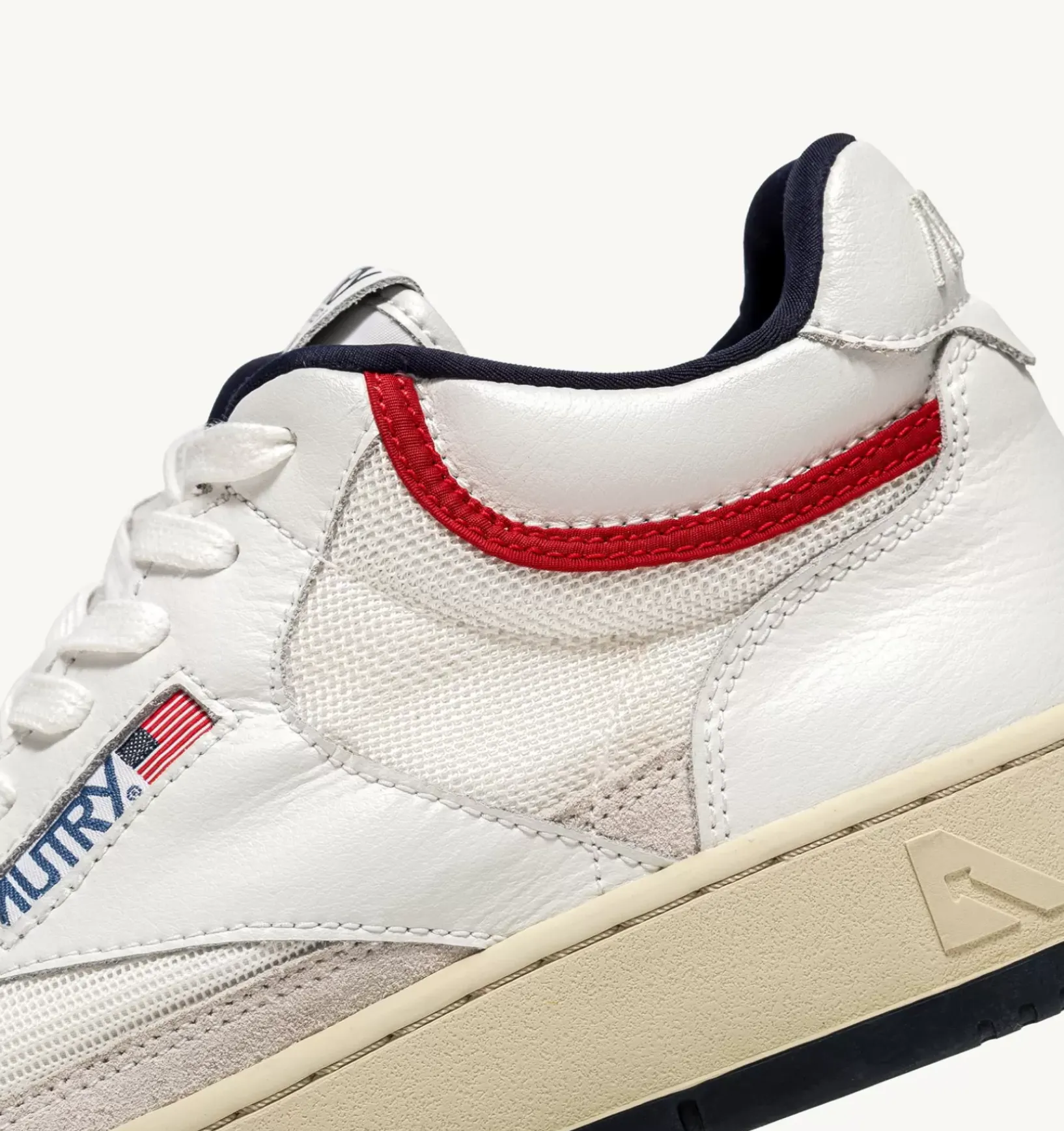 Sneakers Open Mid In Mesh E Pelle Bianco