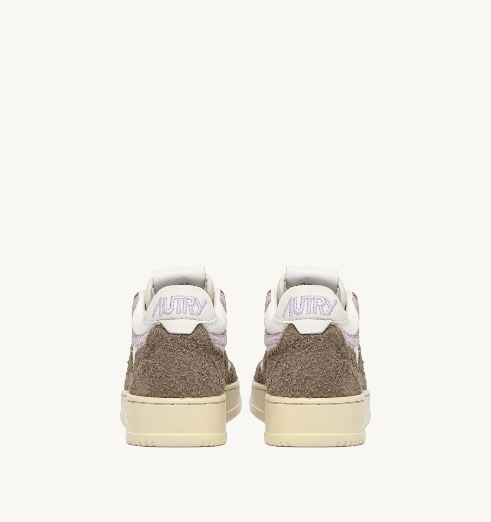 Sneakers Open Mid In Pelle Di Capra Mesh E Suede Colore Bianco Mud E Lilla
