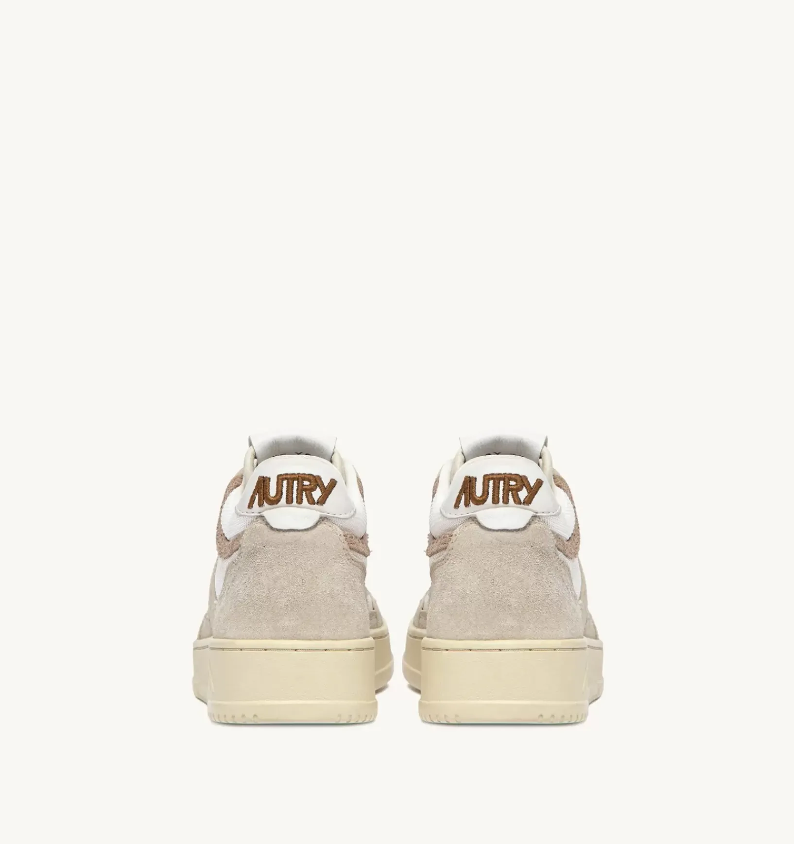 Sneakers Open Mid In Pelle Di Capra Mesh E Suede Colore Bianco Ecru E Beige