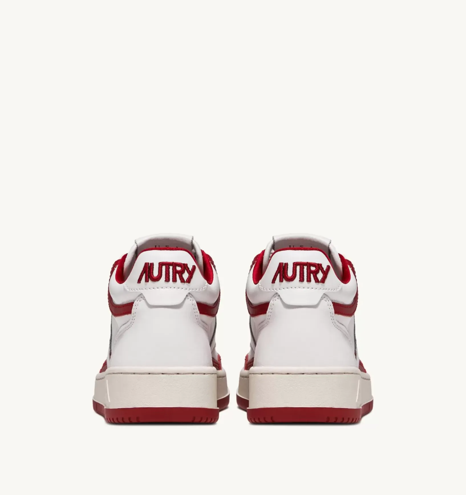 Sneakers Open Mid In Pelle Bianco Rosso