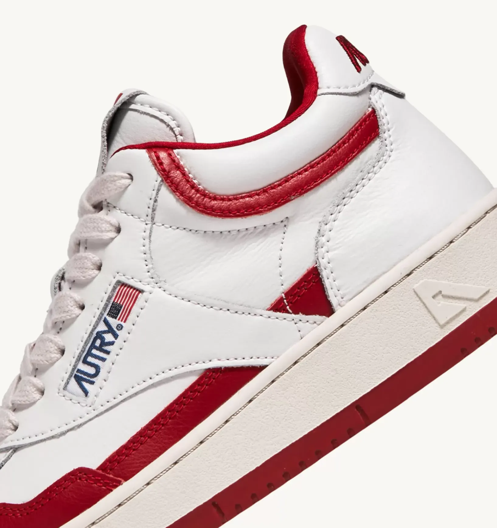 Sneakers Open Mid In Pelle Bianco Rosso