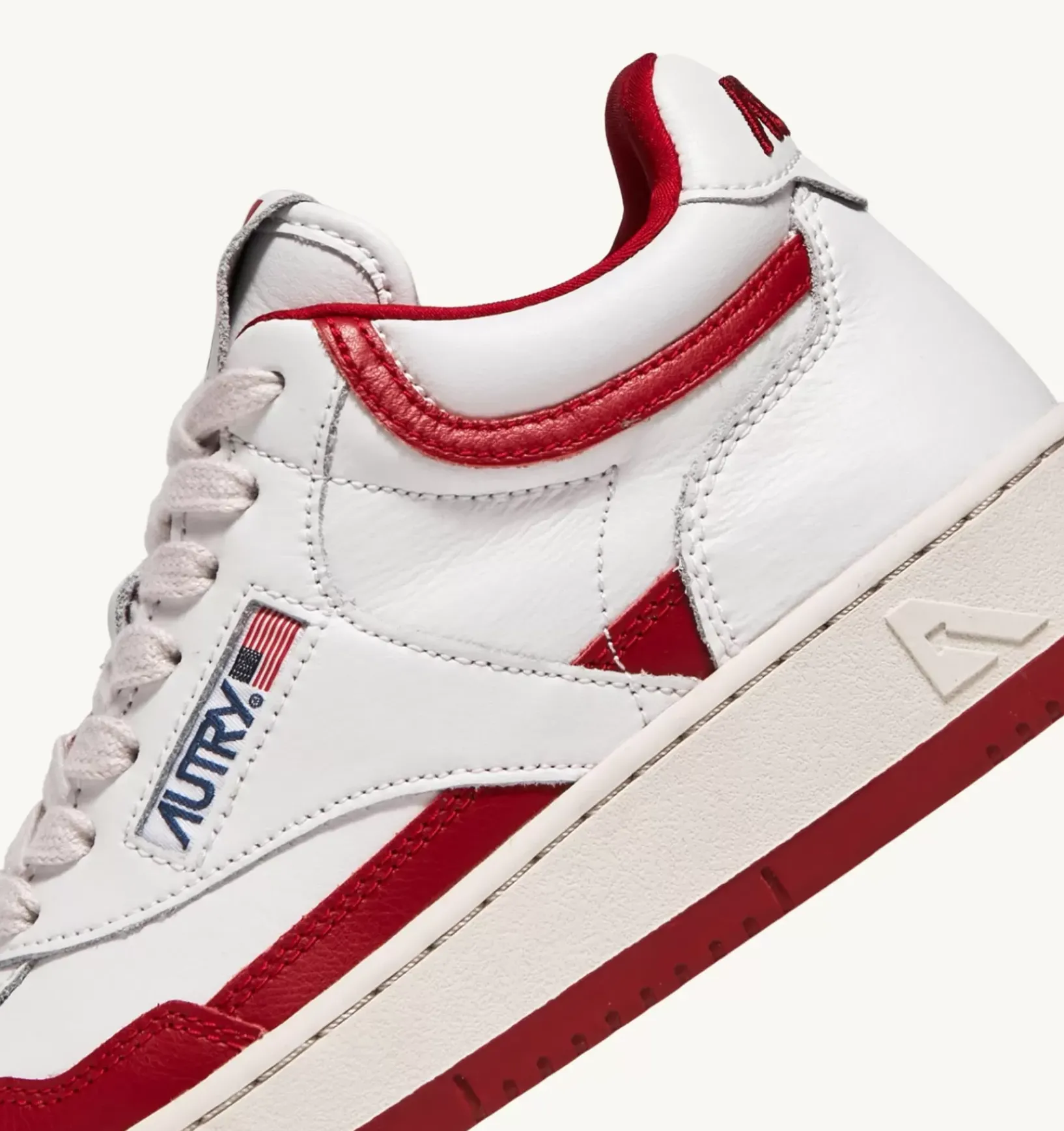 Sneakers Open Mid In Pelle Bianco Rosso