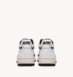 Sneakers Open Mid In Pelle Bianco Blu