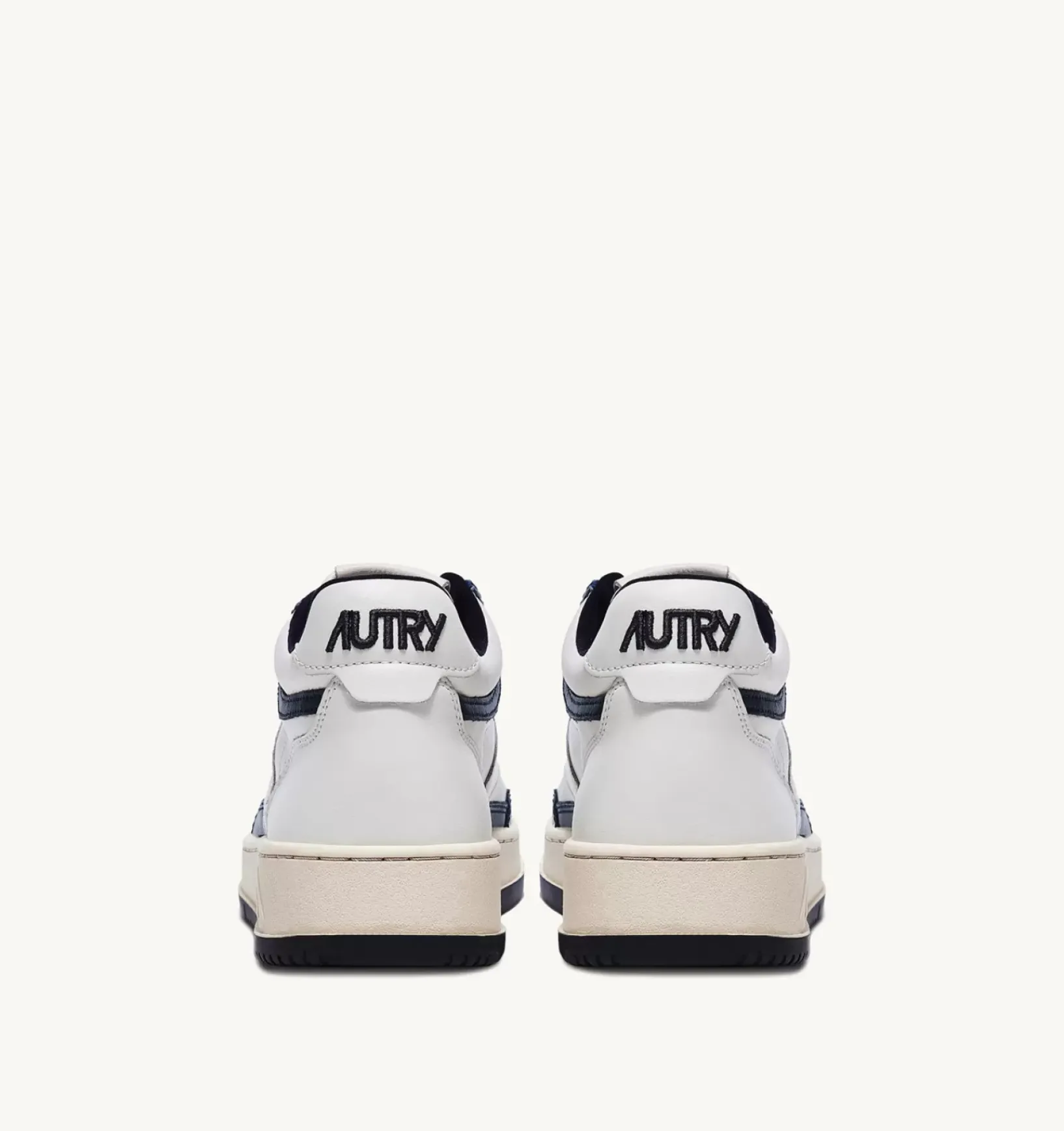 Sneakers Open Mid In Pelle Bianco Blu