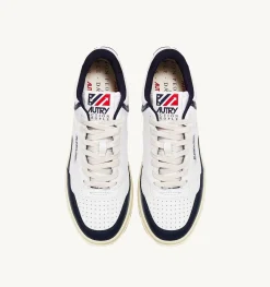Sneakers Open Mid In Pelle Bianco Blu