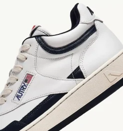 Sneakers Open Mid In Pelle Bianco Blu