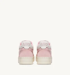 Sneakers Open Mid In Pelle Bianco E Academy Pink