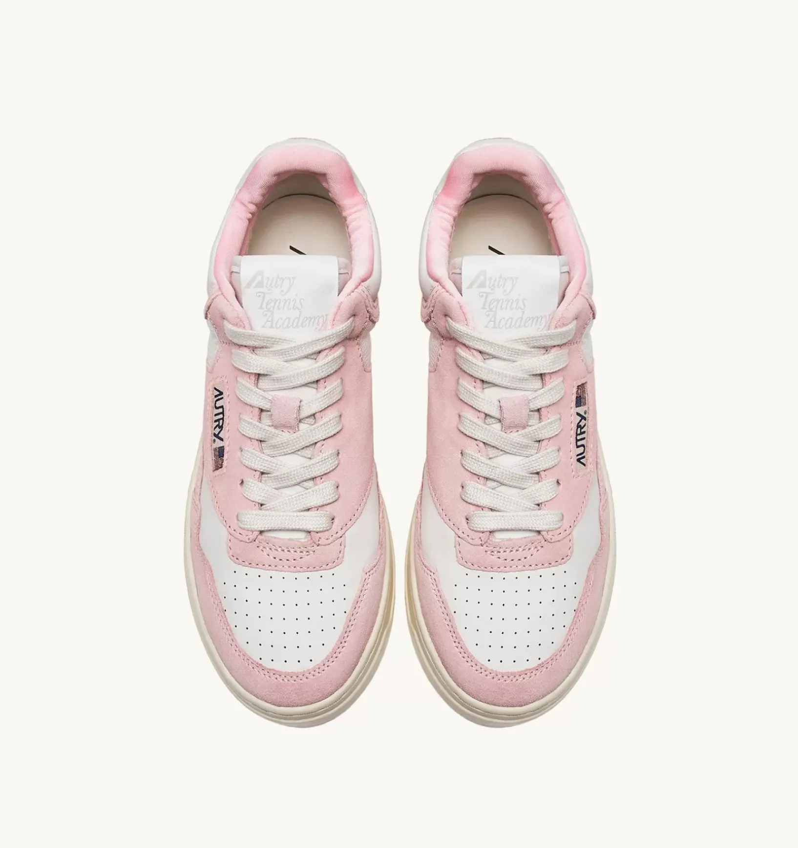 Sneakers Open Mid In Pelle Bianco E Academy Pink