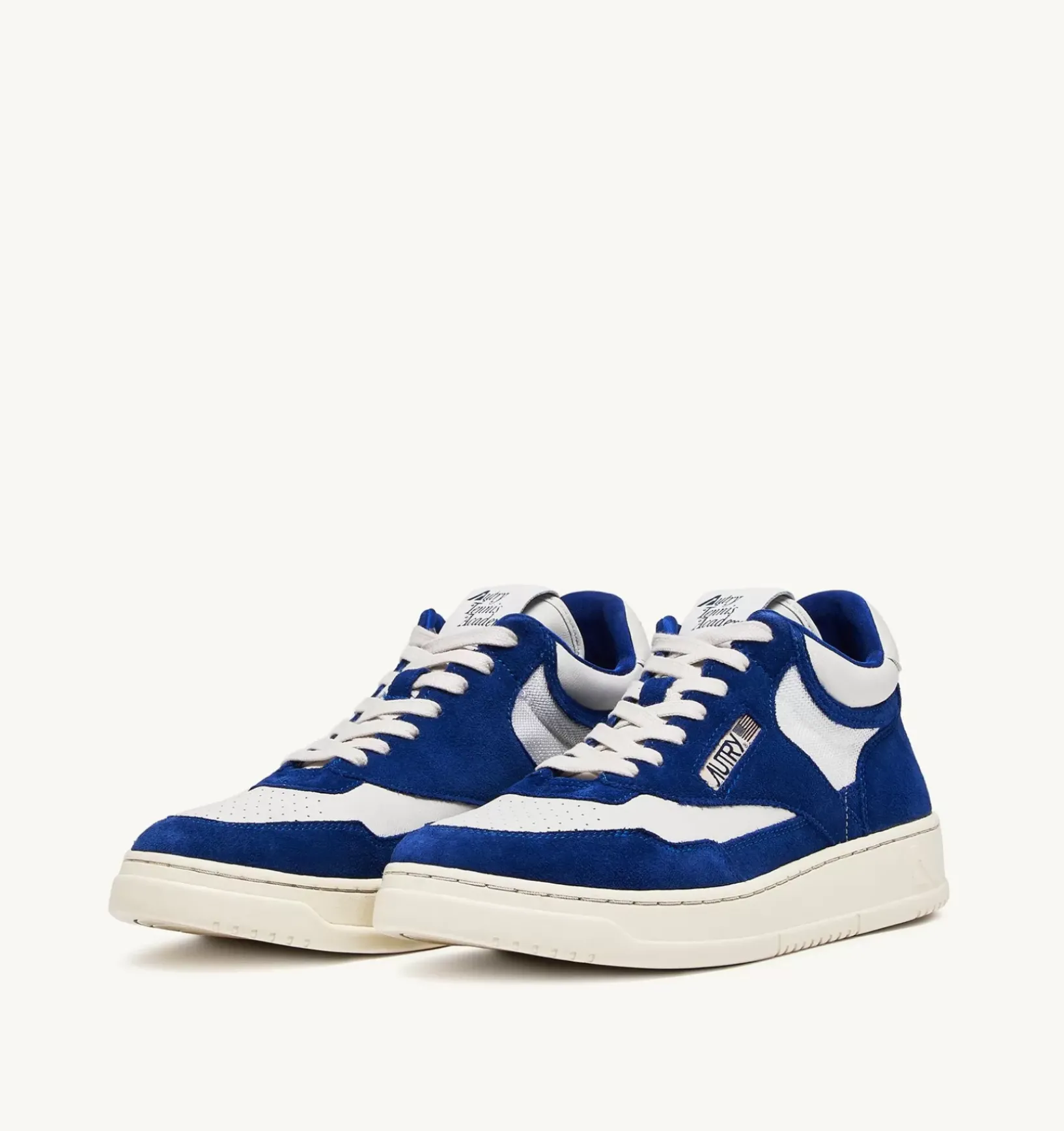 Sneakers Open Mid In Pelle Bianco E Academy Blue