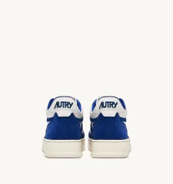 Sneakers Open Mid In Pelle Bianco E Academy Blue