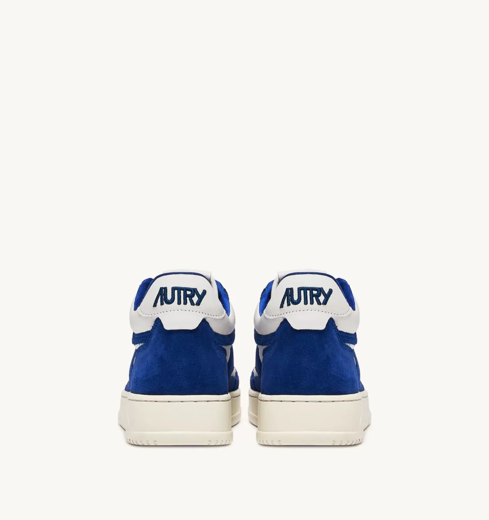 Sneakers Open Mid In Pelle Bianco E Academy Blue