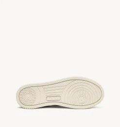 Sneakers Open Mid In Pelle Bianco E Academy Blue