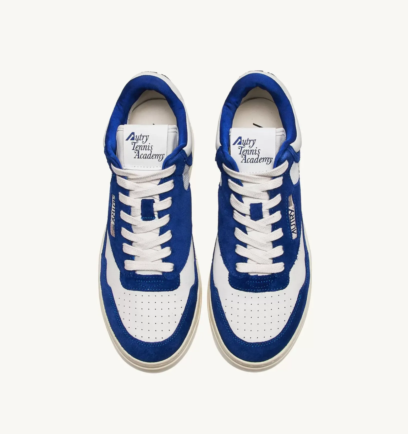 Sneakers Open Mid In Pelle Bianco E Academy Blue