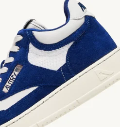 Sneakers Open Mid In Pelle Bianco E Academy Blue